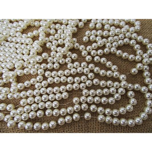Ivory Round Simulate Pearl Plastic Beads, 10mm, 2mm hole, Pack of 100x