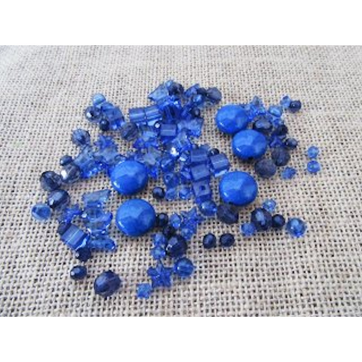 Beads Royal Blue Acrylic, mixed pack of 48x, size range 6-20mm, Jewellery Craft