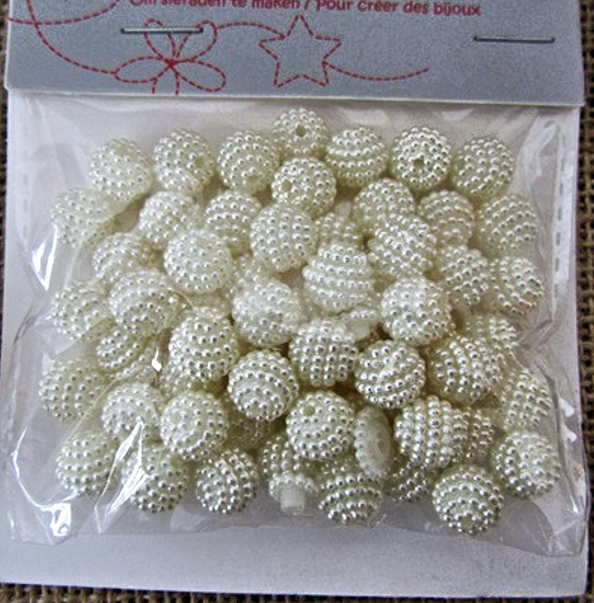 White Simulate Pearl Cluster, Round Beads, 10mm 2mm hole, Pack of 50x, Plastic