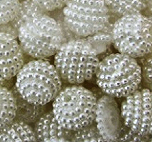 White Round Simulate Pearl Cluster Beads, 18mm 3mm hole, Pack of 10x, Plastic, jewellery making, beading, bridal