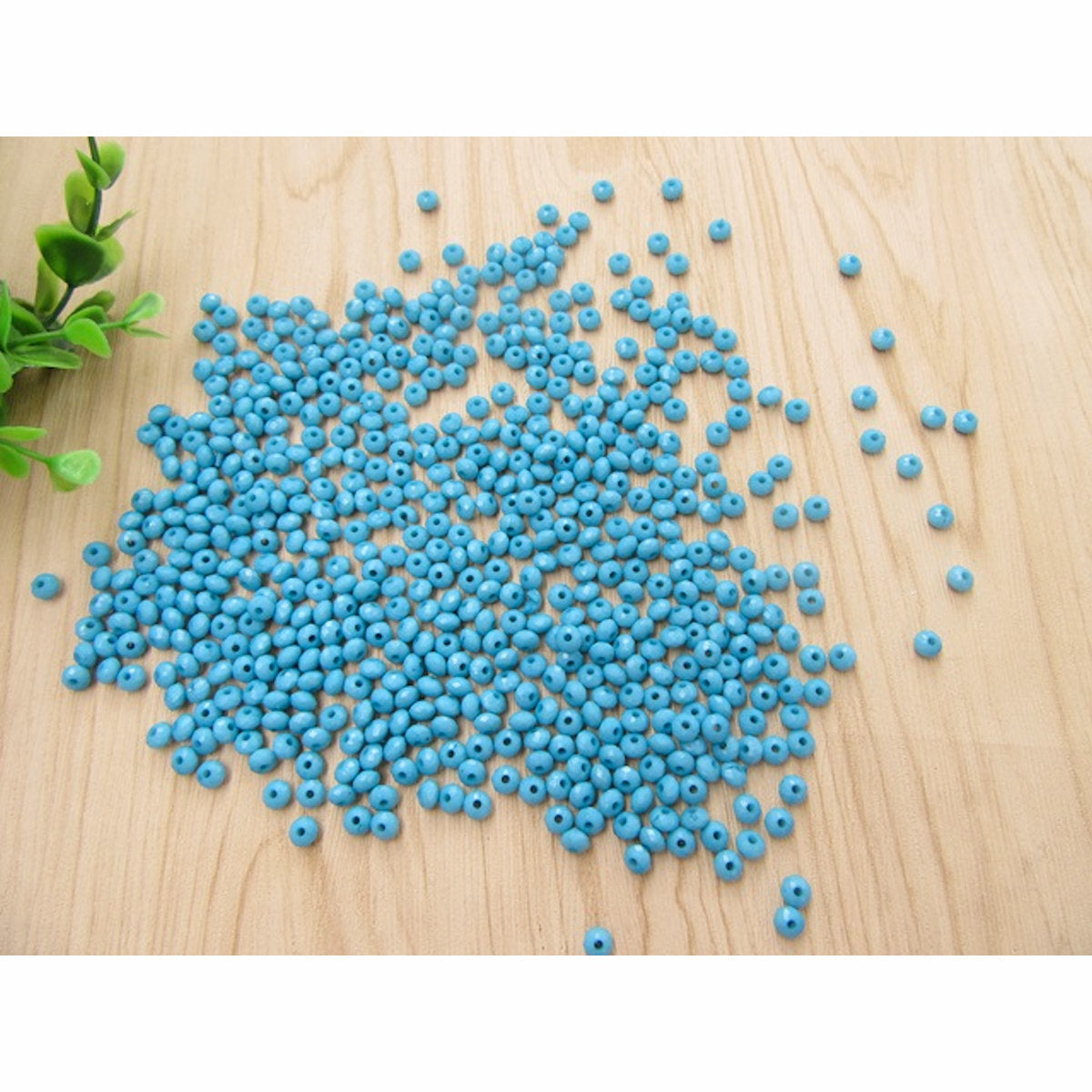Blue Flat Round Faceted Spacer Beads, 6x4mm 1mm hole, Pack of 100x Jewellery Craft