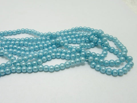 Pearl Beads, Round, Blue, Simulate Pearl, 4mm, 1.5mm hole, Pack approx 1000x Jewellery Craft, Plastic