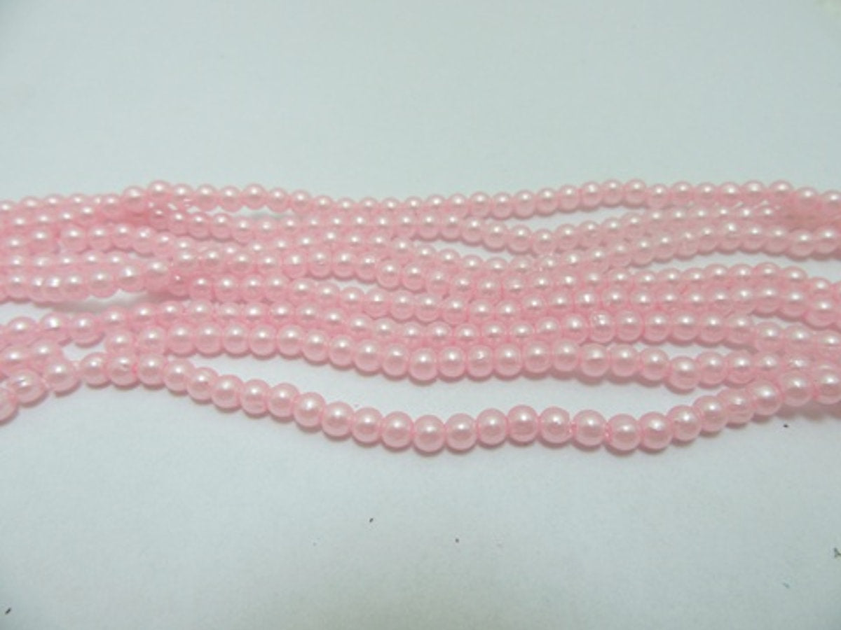 Pearl Beads, Baby Light Pink, Round Simulate Plastic, 4mm, 30gm approx 1000 beads