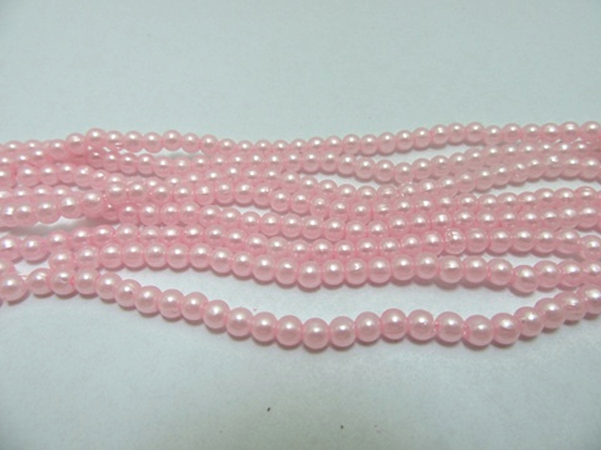 Pearl Beads, Baby Light Pink, Round Simulate Plastic, 4mm, 30gm approx 1000 beads