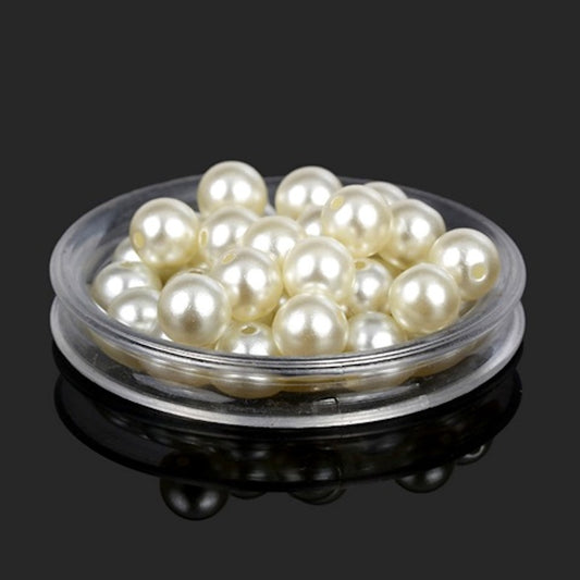 Ivory Round Pearl Beads 6mm, 1.8mm hole, Simulate plastic, Pack of 200x Jewellery Craft
