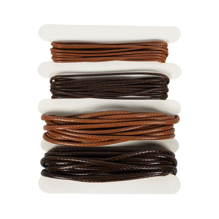 Jf Cord Waxed Tan and Brown stringing cord 1mm and 2mm 2m length each