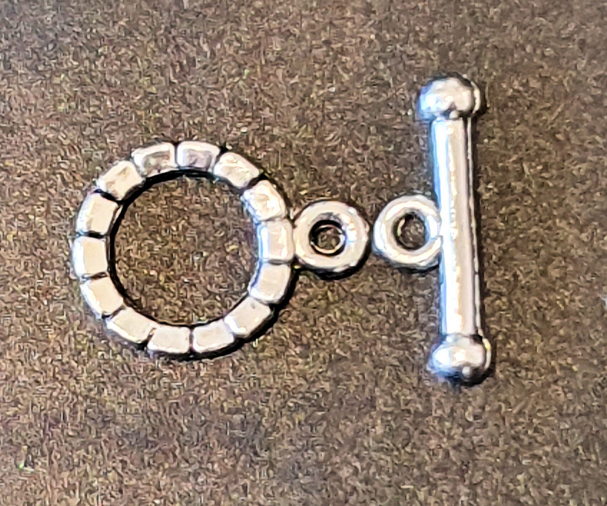 Toggle Clasps, Small Silver colour, Metal Bar size 17mm Ring size 12mm hole dia.2mm, 10x sets Jewellery Findings