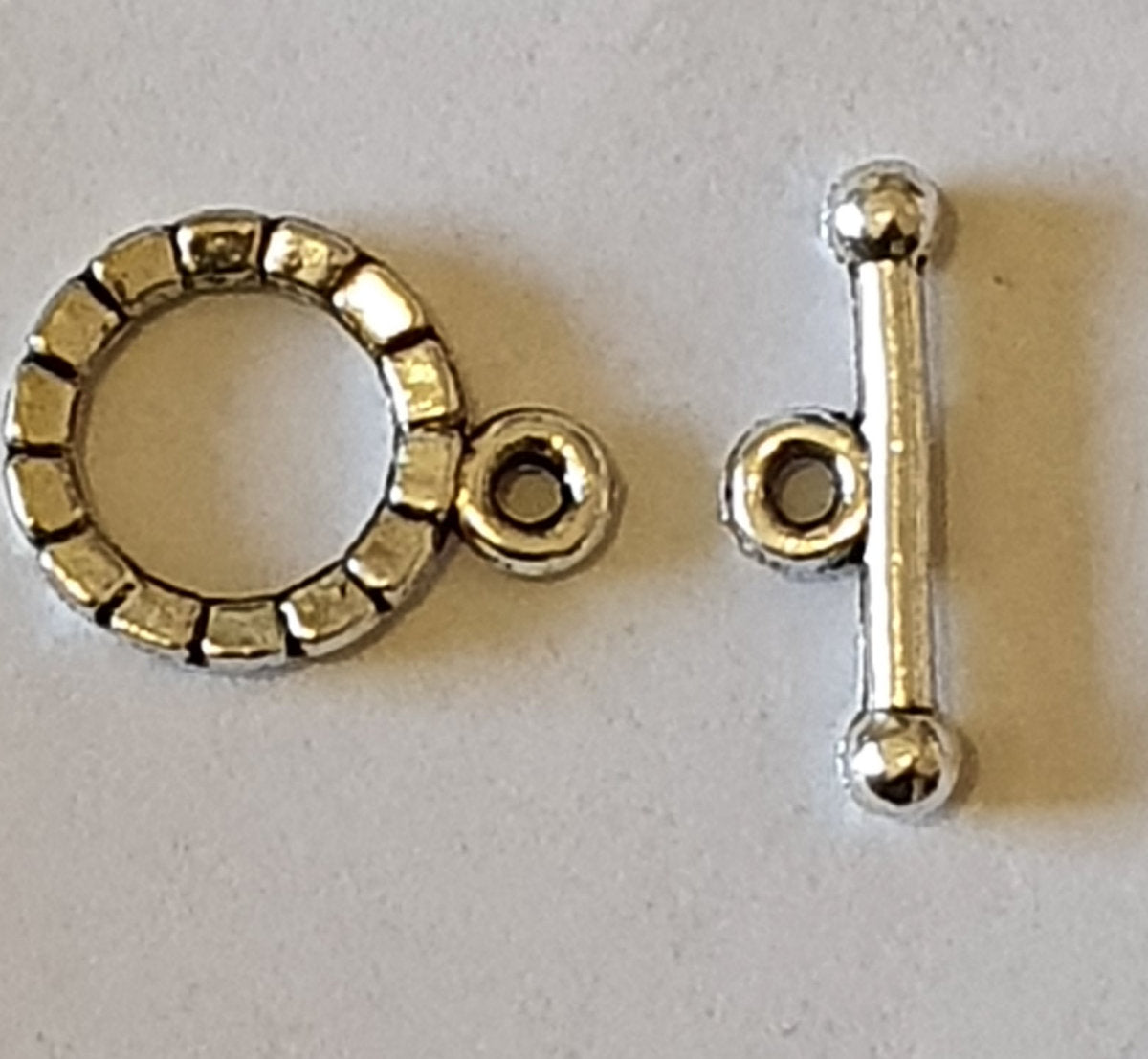 Toggle Clasps, Small Silver colour, Metal Bar size 17mm Ring size 12mm hole dia.2mm, 10x sets Jewellery Findings