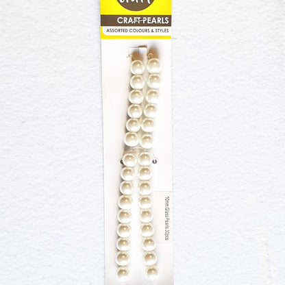 Pearl Beads, White Glass, High quality Round 10mm Pack of 30 Jewellery Making, Craft, Wedding
