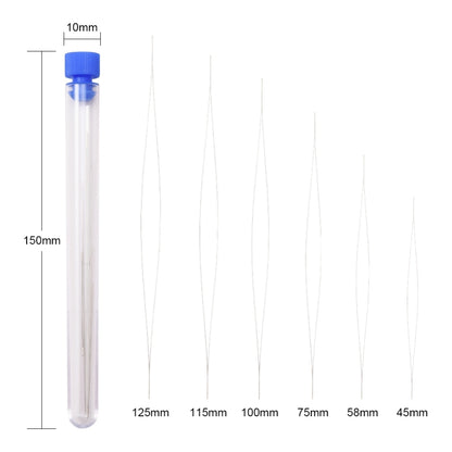 Big Eye Beading Needles, set of 18x needles, High Carbon Steel sizes 48 to 128mm and .2 to .5mm thick