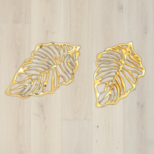 Large leaf filigree earrings, 18K Gold Stainless Steel