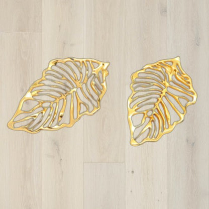 Large leaf filigree earrings, 18K Gold Stainless Steel