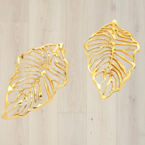 Large leaf filigree earrings, 18K Gold Stainless Steel