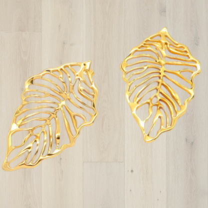 Large leaf filigree earrings, 18K Gold Stainless Steel