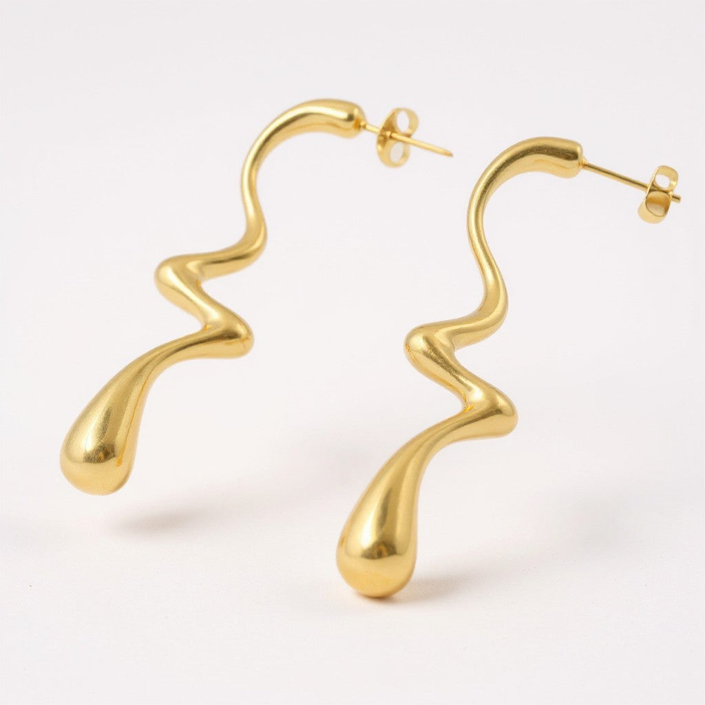 Twisted teardrops earrings in 18K gold Stainless Steel