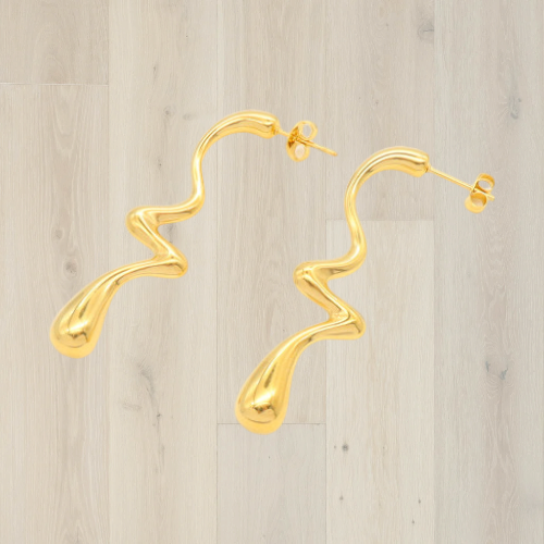 Twisted teardrops earrings in 18K gold Stainless Steel