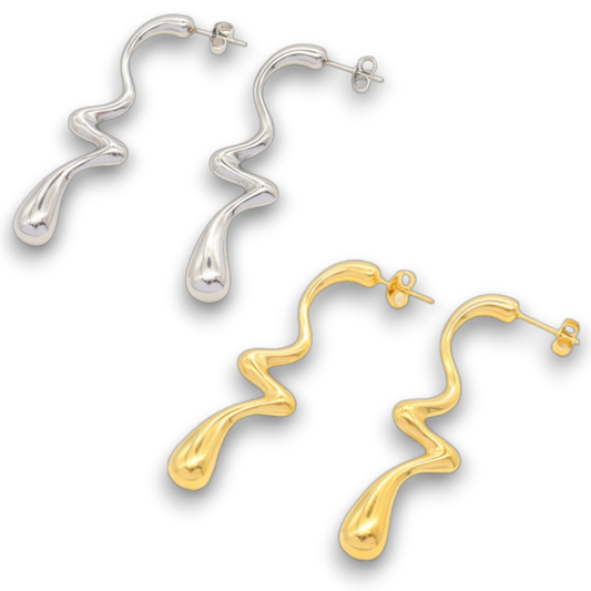 Twisted teardrops earrings in 18K gold Stainless Steel