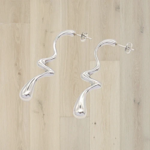 Elegant Wavy Drop Statement Earrings 18K Gold elegant