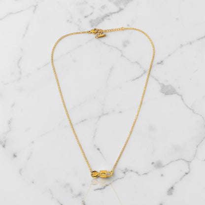 Gold Padlock and Key pendant necklace.  18K Gold Plated stainless steel non-tarnish