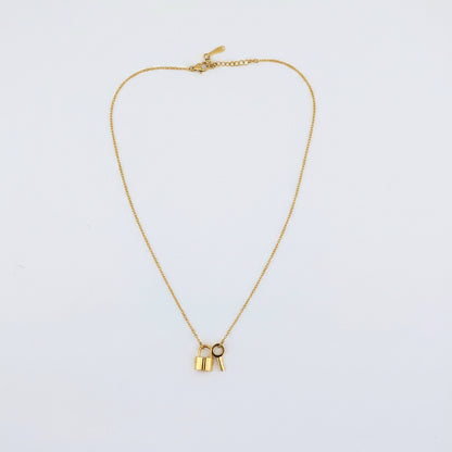 Padlock gold necklace, 18K gold plated stainless steel