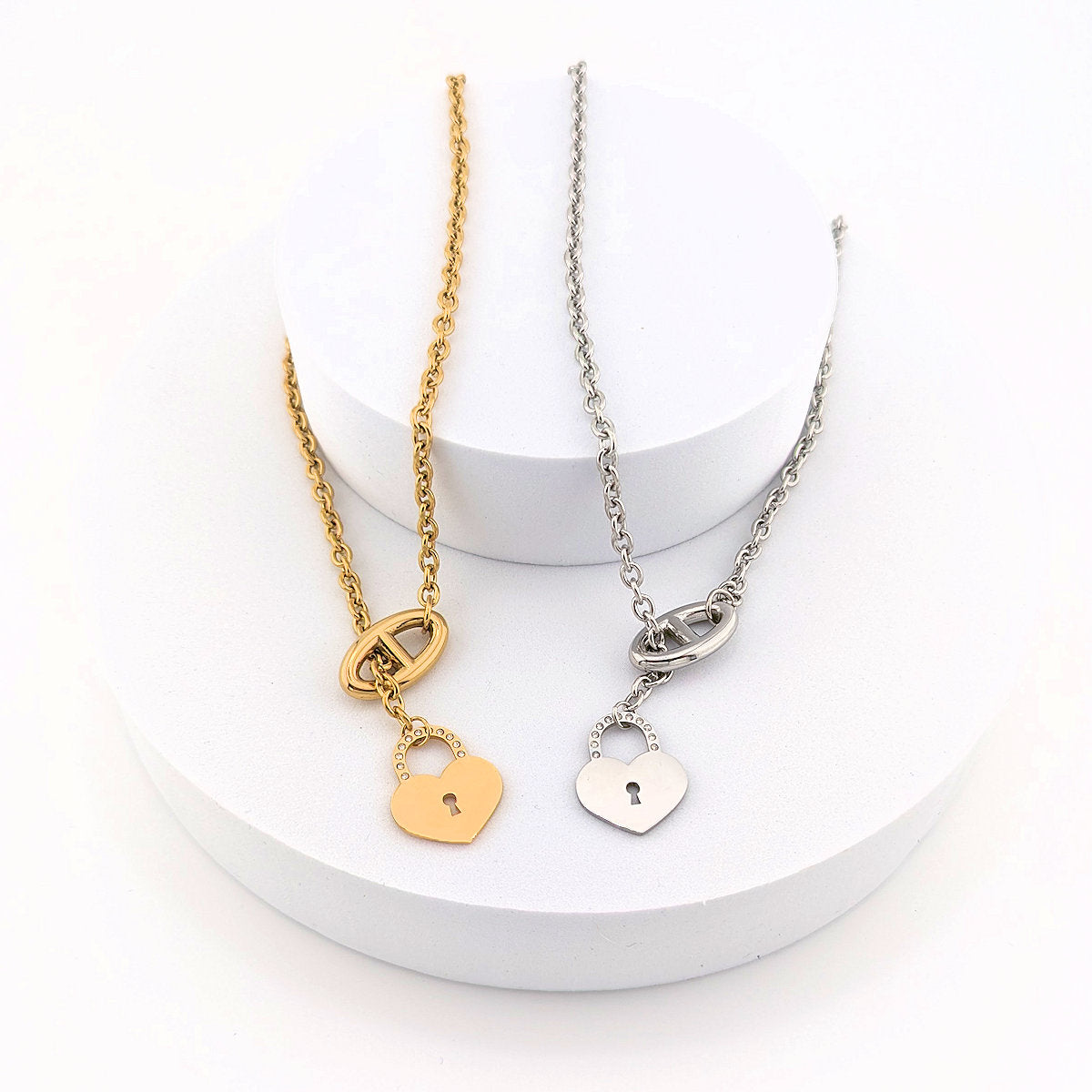 Heart Padlock Pendant Charm Necklace