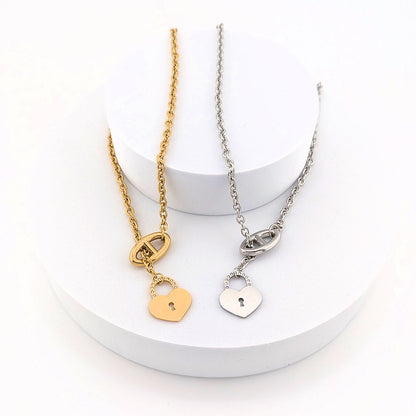 Heart Padlock Pendant Charm Necklace