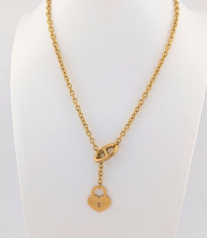 Heart Padlock Necklace Perfect Gift, 18K Gold Plated Stainless Steel