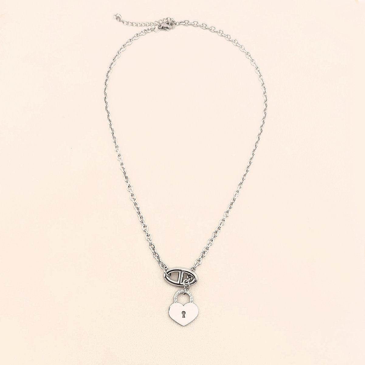 Heart Padlock Necklace Perfect Gift, 18K Gold Plated Stainless Steel