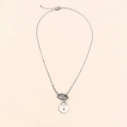 Heart Padlock Necklace Perfect Gift, 18K Gold Plated Stainless Steel