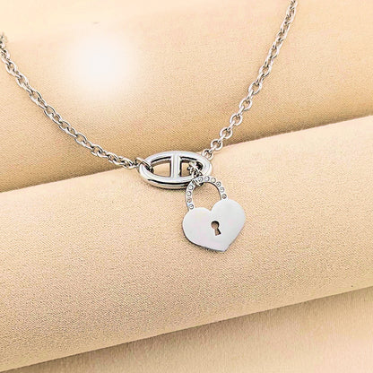 Heart Padlock Pendant Charm Necklace