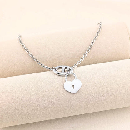 Heart Padlock Pendant Charm Necklace