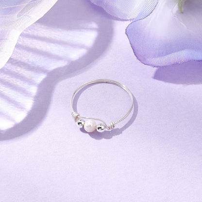Cultured Freshwater Pearl Stack Ring, hand wrapped gold or silver colour copper wire