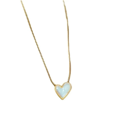 Shell Heart Charm pendant Necklace, 18K Gold Stainless Steel, minimalist gift for her