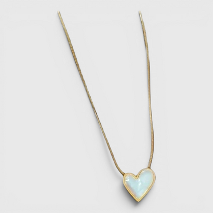 Shell Heart Charm pendant Necklace, 18K Gold Stainless Steel, minimalist gift for her