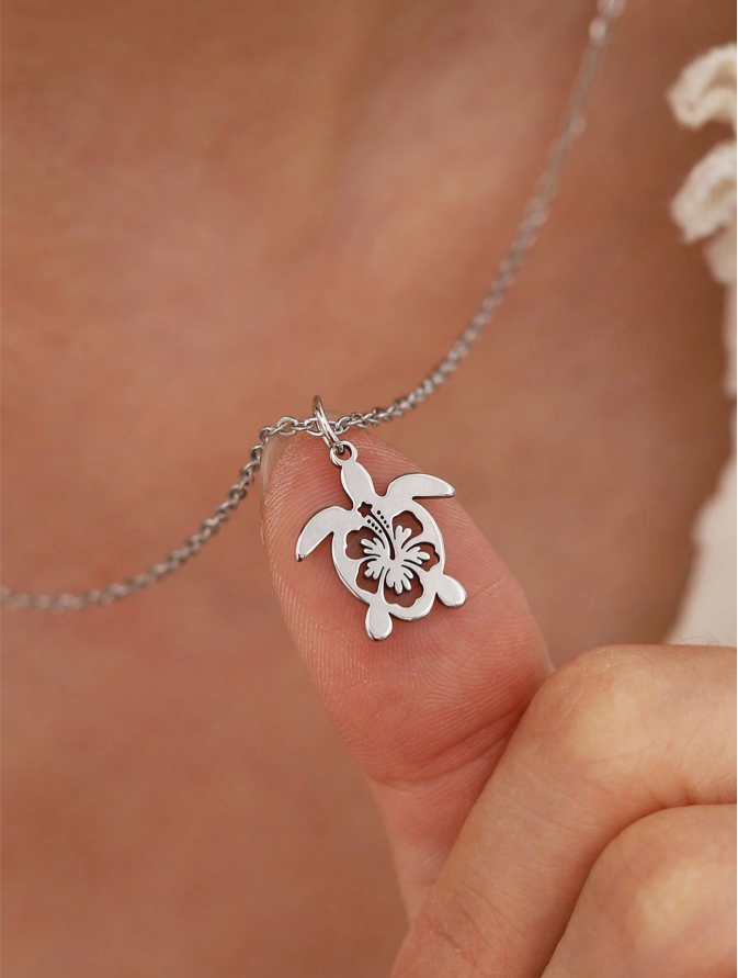 Cute turtle pendant necklace, Stainless Steel non-tarnish, minimalist gift