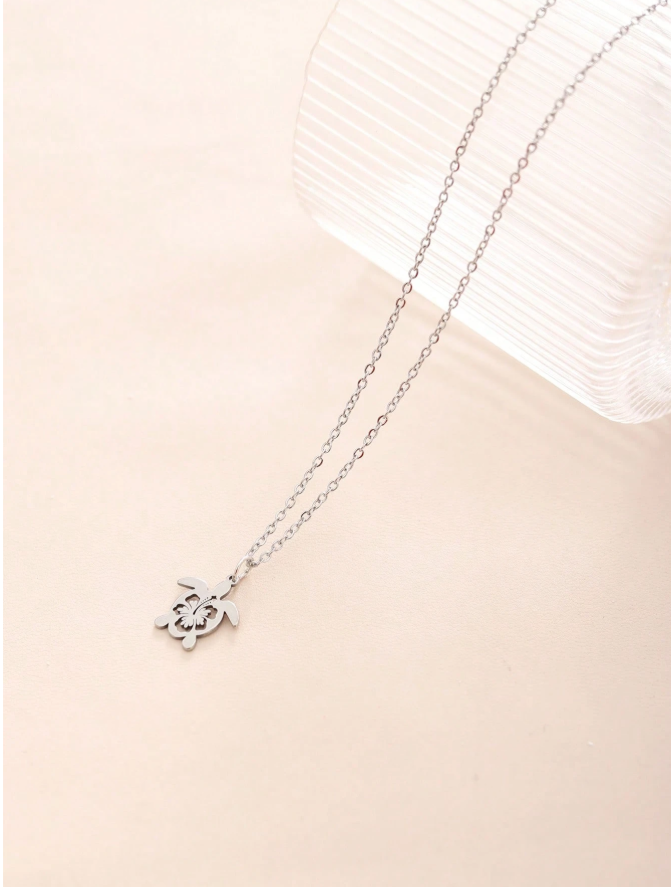 Cute turtle pendant necklace, Stainless Steel non-tarnish, minimalist gift