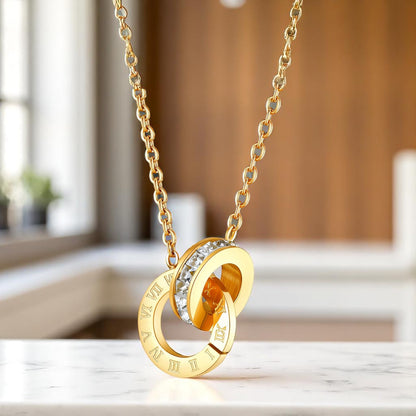 Precious Time - Necklace 18K Gold Plated Stainless Steel with Cubic zirconia