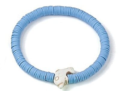 Heishi Surfer Stretch Stack Bracelets Polymer Clay beads with dolphin charm