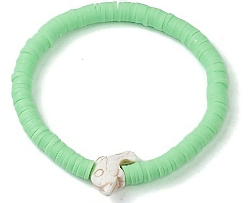 Heishi Surfer Stretch Stack Bracelets Polymer Clay beads with dolphin charm