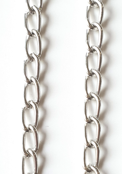 Shiny Silver Colour Oval Chain - 5mm Oval Links for DIY Jewellery Making, 1 Meter Length