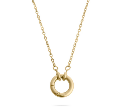 Loop Chain Carabiner Charm Holder Necklace 18K Gold Stainless Steel - Select your charms