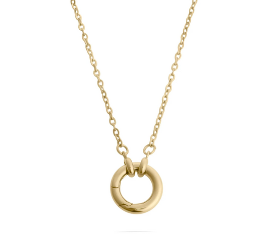 Loop Chain Carabiner Charm Holder Necklace 18K Gold Stainless Steel - Select your charms