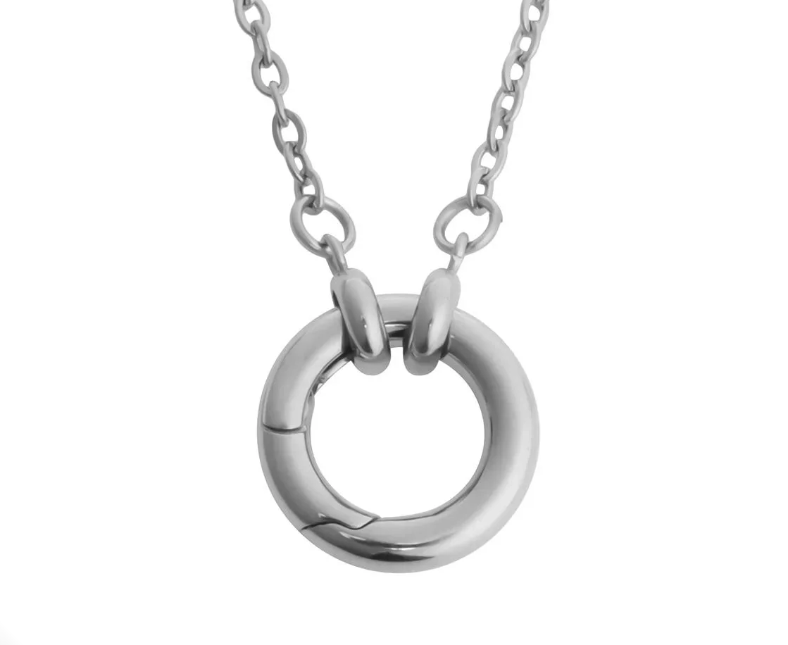 Loop Chain Carabiner Charm Holder Necklace 18K Gold Stainless Steel - Select your charms