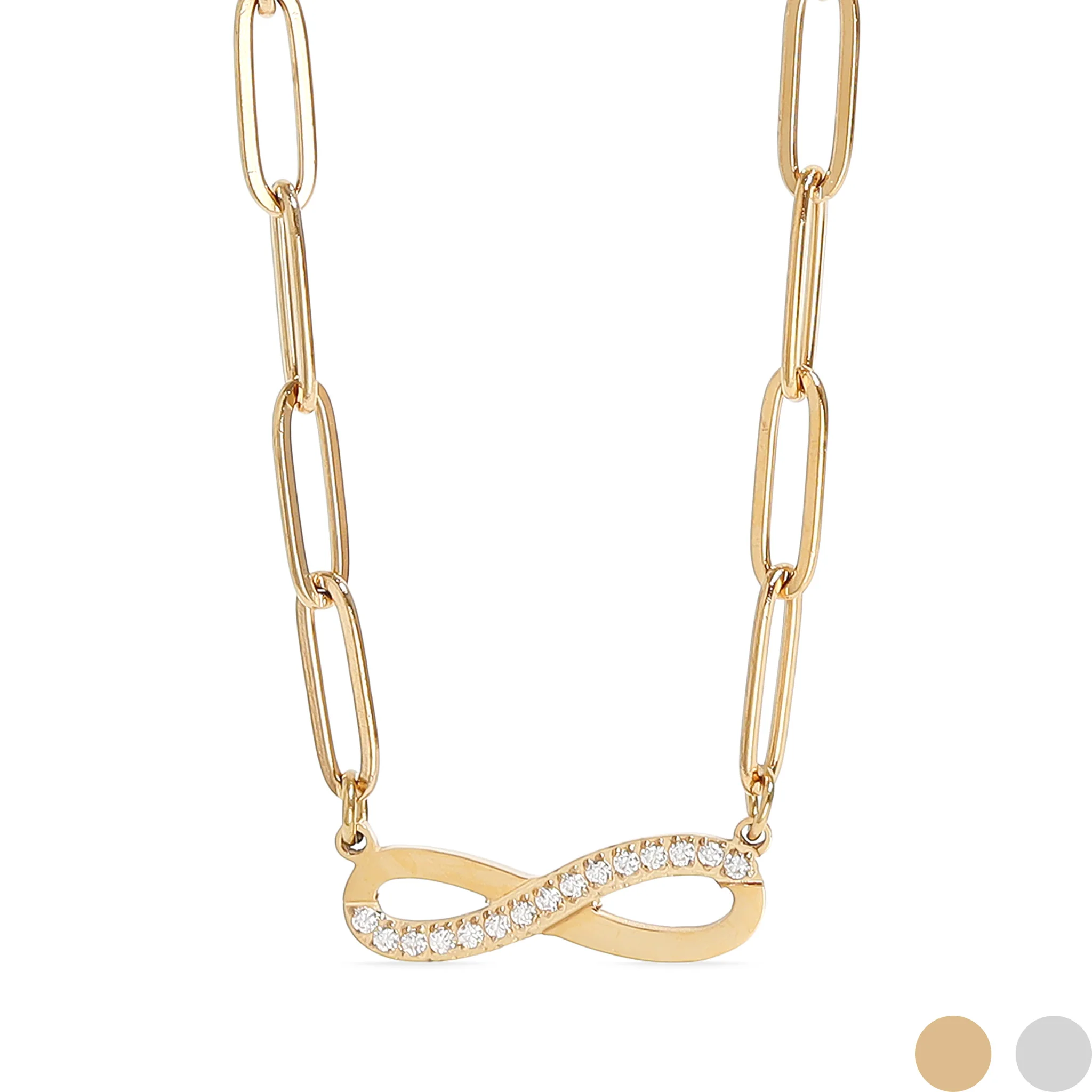 Infinity 9977 Infinity Paperclip Chain Necklace, 18K Gold Plated Stainless Steel and ...