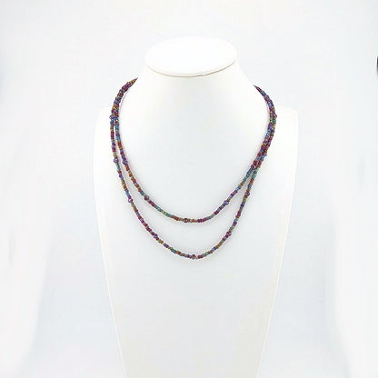 Double strand seed bead and crystal beads necklace
