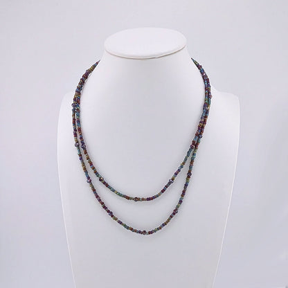 Double strand seed bead and crystal beads necklace