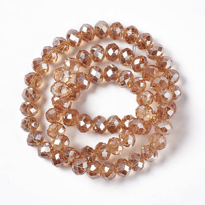 Faceted Rondelle Glass Beads, Camel, 10x7mm, Hole: 1mm, strand of about 64pcs