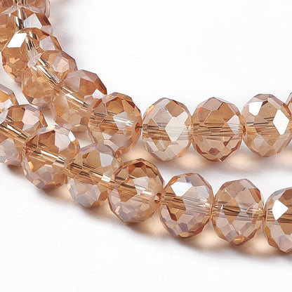 Faceted Rondelle Glass Beads, Camel, 10x7mm, Hole: 1mm, strand of about 64pcs