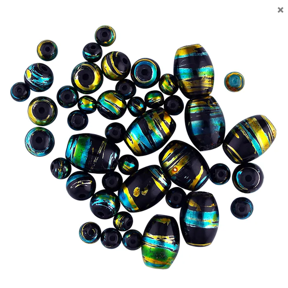 Glass Black Metallic Stripe Beads Assorted sizes pack of 50x, Ribtex Sensations, Jewellery Making, Beading, Craft (Copy)
