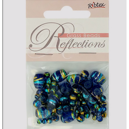 Cobalt Blue Glass Metallic Stripe Beads Assorted sizes pack of 50x, Ribtex Sensations, Jewellery Making, Beading, Craft (Copy)